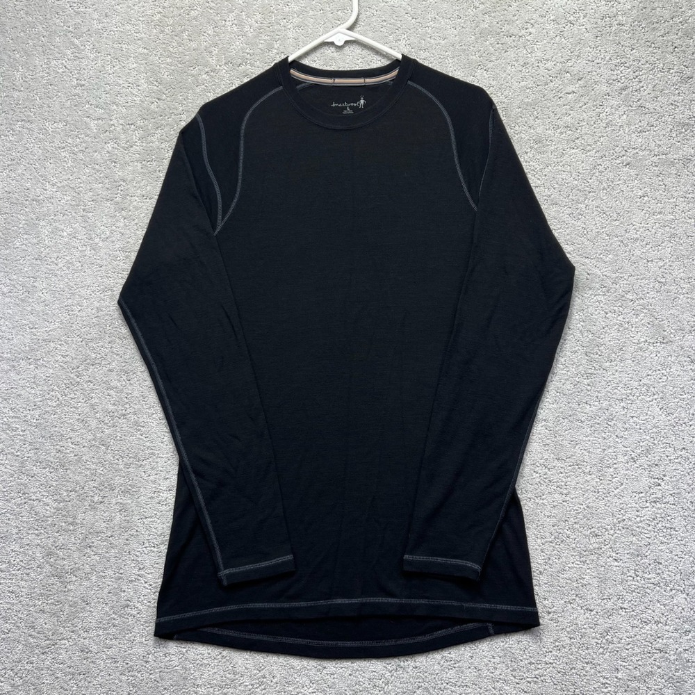 Smartwool Long Sleeve Top Mens L Black 100% Merino Wool Base Layer Activewear
